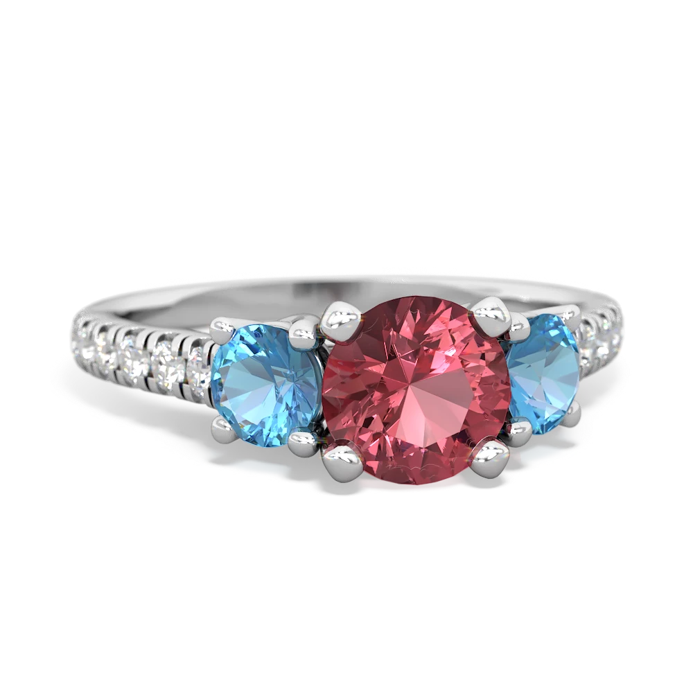 Pink Tourmaline Pave Trellis 14K White Gold ring R5500