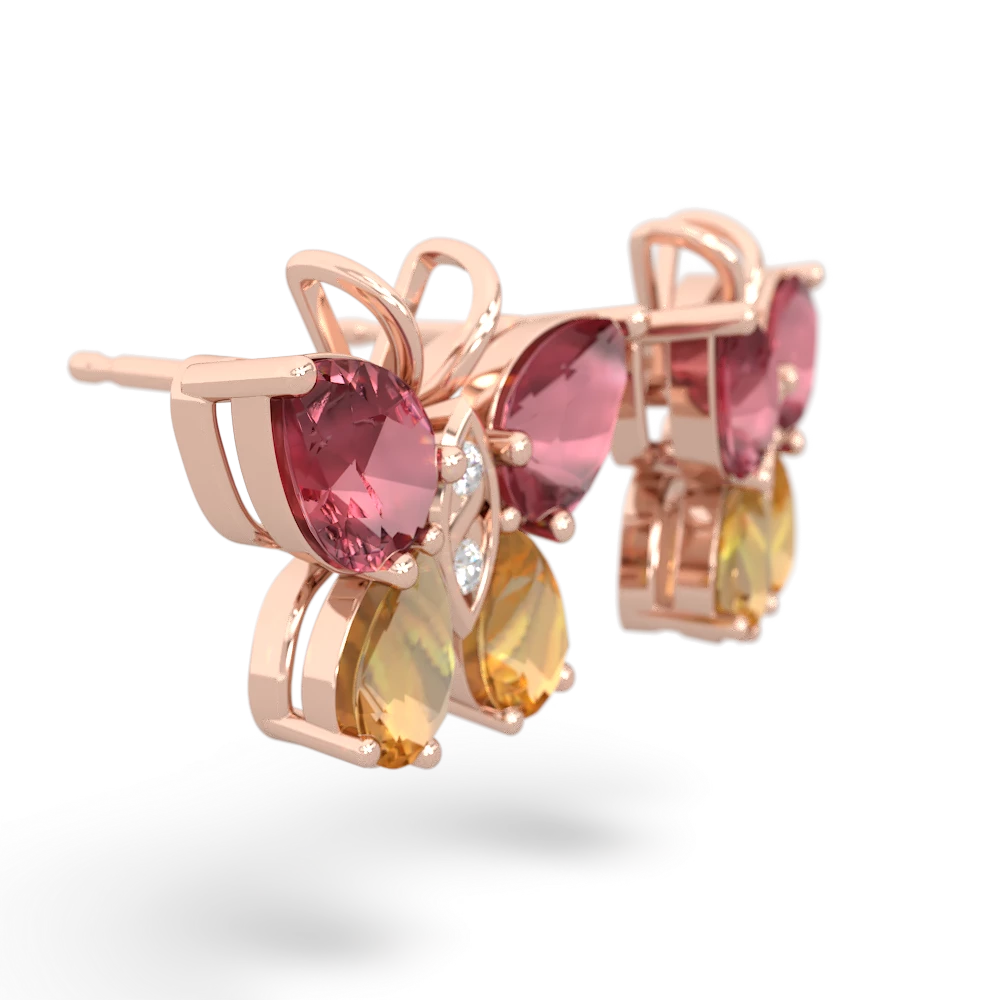 Pink Tourmaline Butterfly 14K Rose Gold earrings E2215