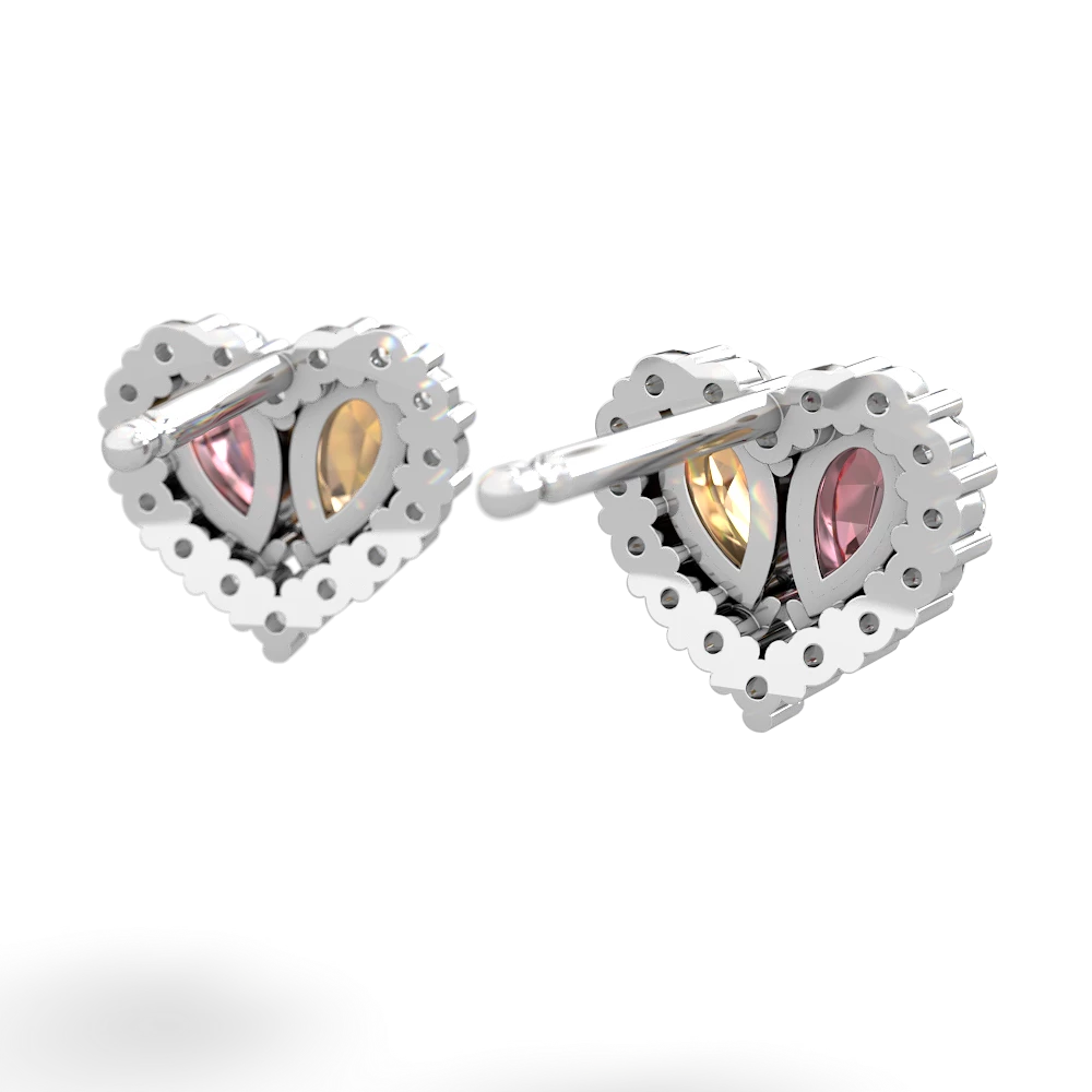 Pink Tourmaline Halo 14K White Gold earrings E7008