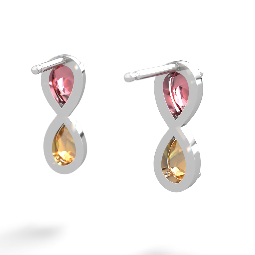 Pink Tourmaline Infinity 14K White Gold earrings E5050