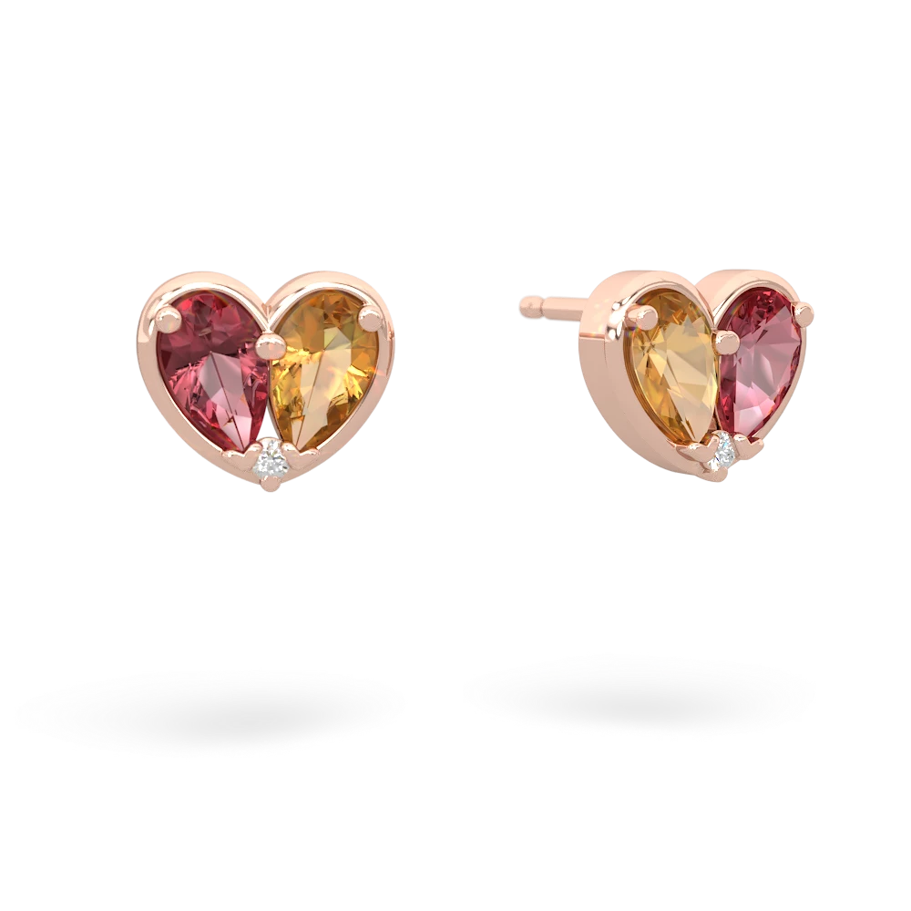 Pink Tourmaline 'Our Heart' 14K Rose Gold earrings E5072