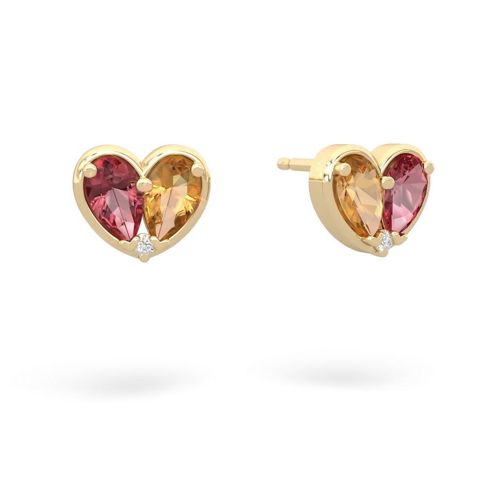 Pink Tourmaline 'Our Heart' 14K Yellow Gold earrings E5072