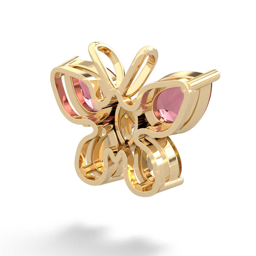 Pink Tourmaline Butterfly 14K Yellow Gold pendant P2215