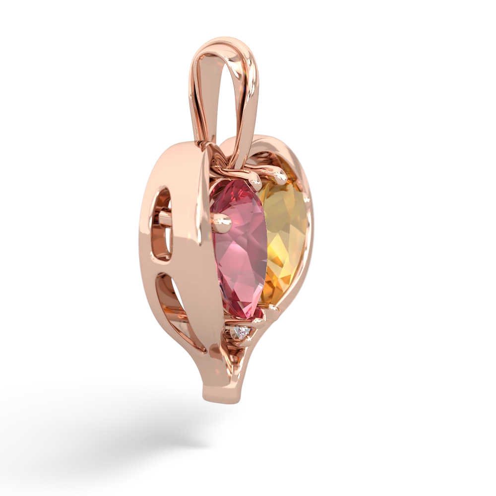 Pink Tourmaline Two Become One 14K Rose Gold pendant P5330