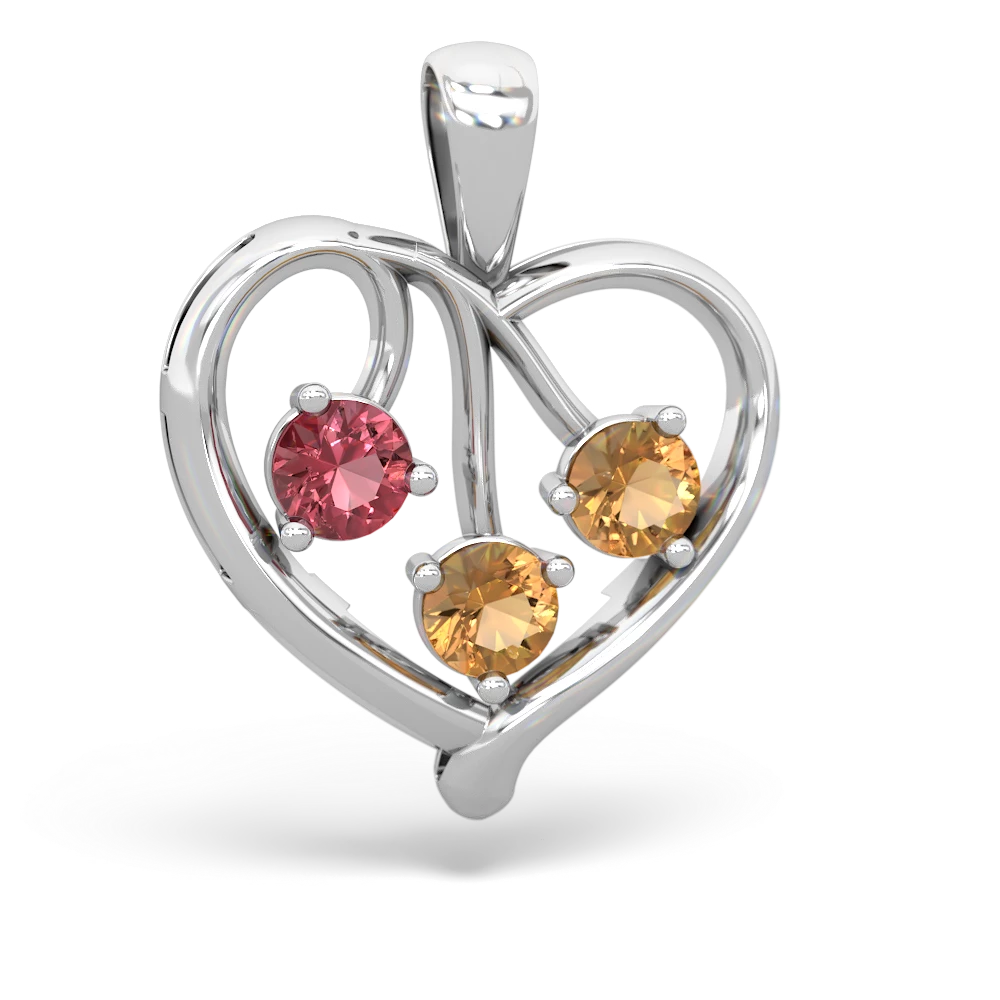 Pink Tourmaline Glowing Heart 14K White Gold pendant P2233