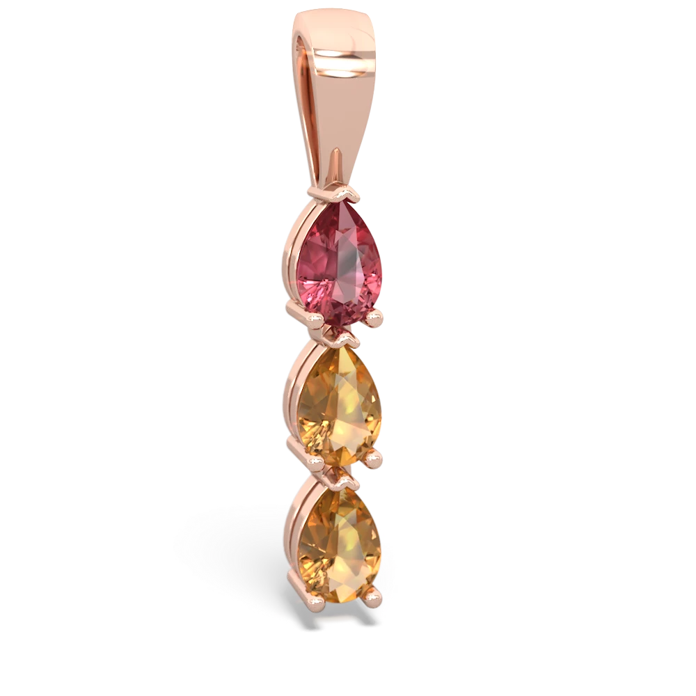 Pink Tourmaline Dew Drops 14K Rose Gold pendant P2251