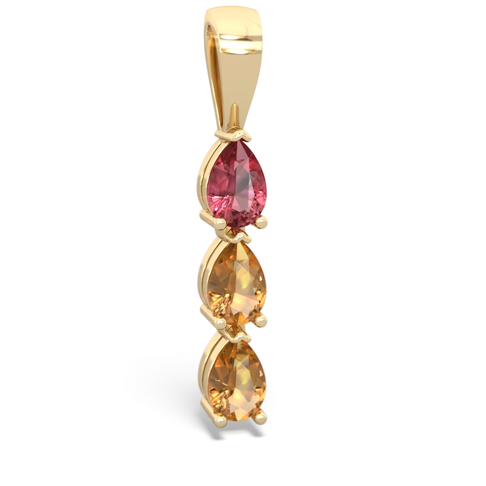 Pink Tourmaline Dew Drops 14K Yellow Gold pendant P2251