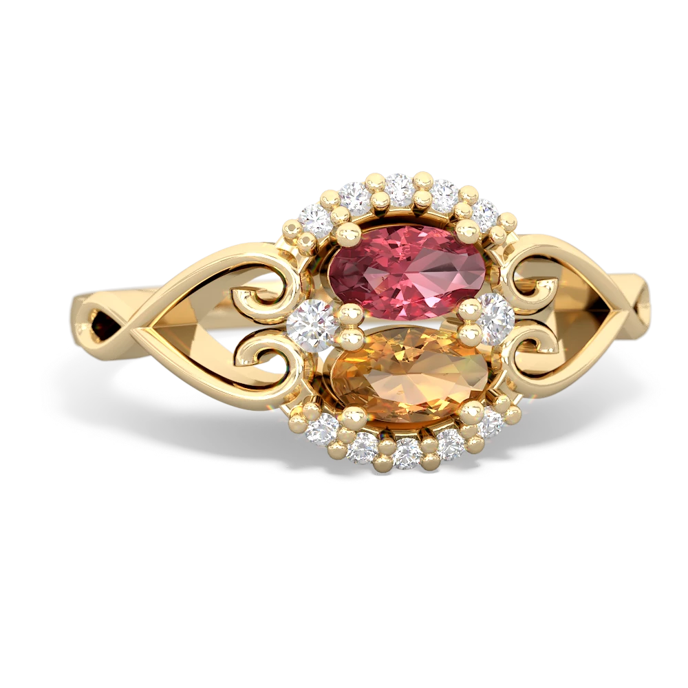 Pink Tourmaline Love Nest 14K Yellow Gold ring R5860