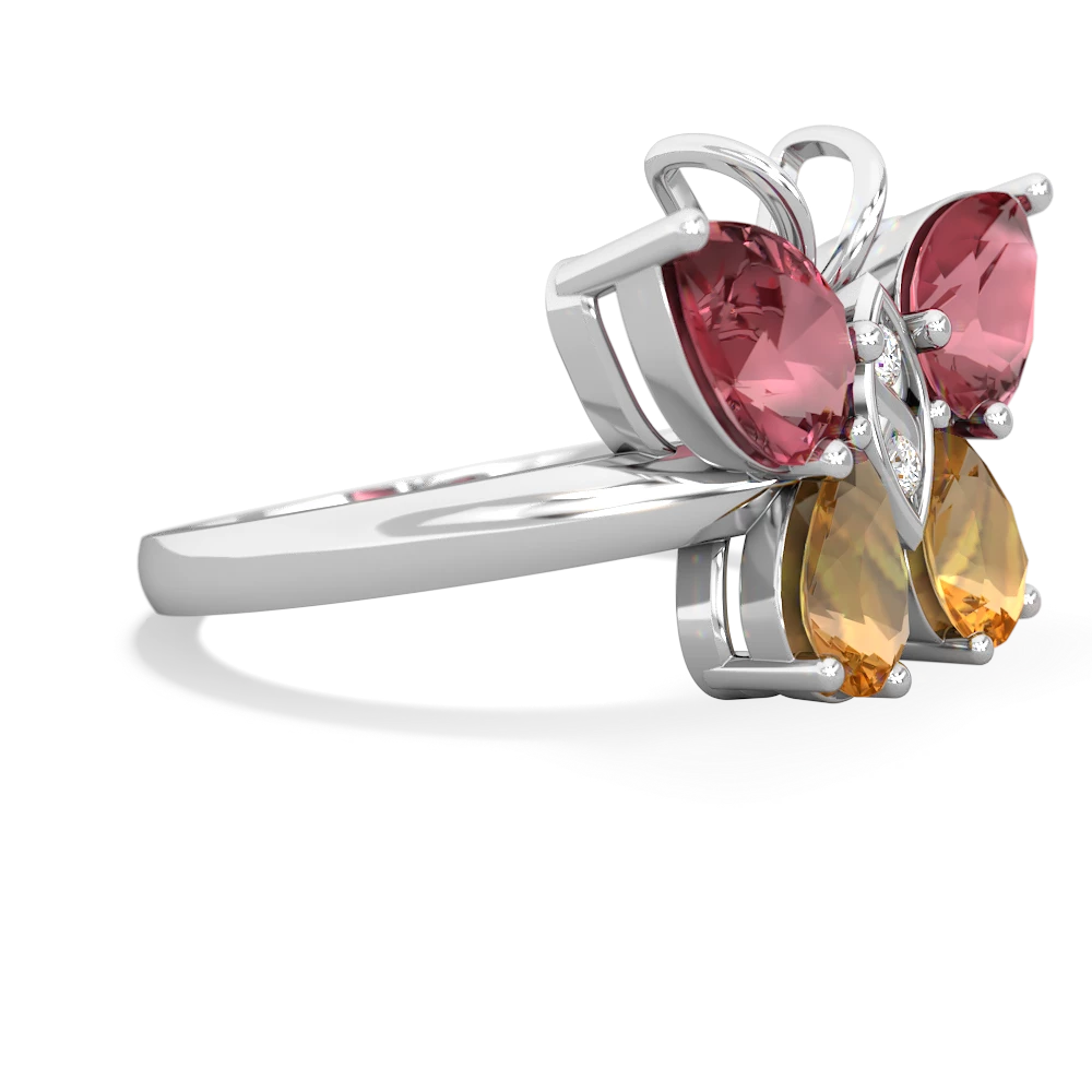 Pink Tourmaline Butterfly 14K White Gold ring R2215