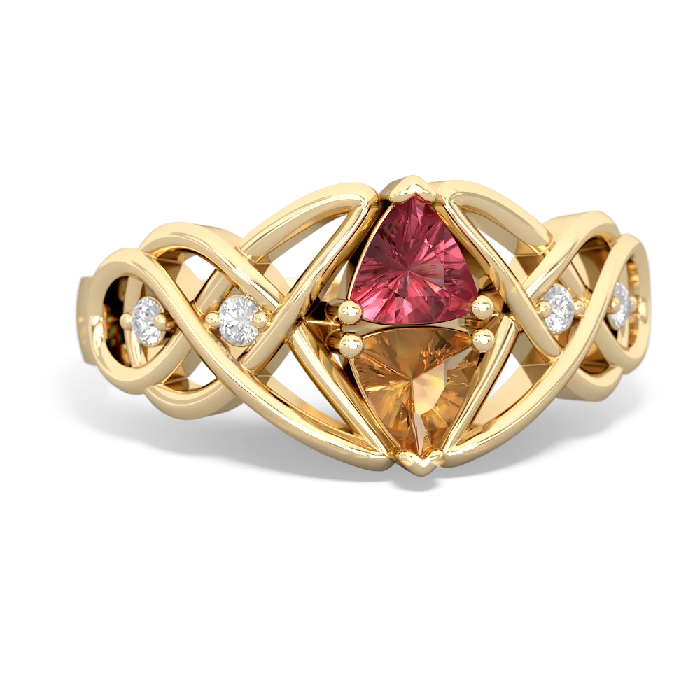 Pink Tourmaline Keepsake Celtic Knot 14K Yellow Gold ring R5300