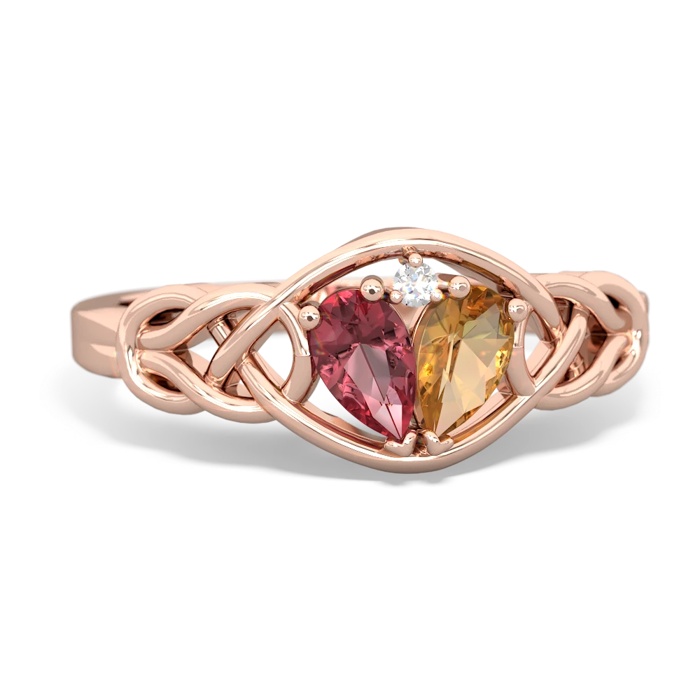 Pink Tourmaline Celtic Love Knot 14K Rose Gold ring R5420