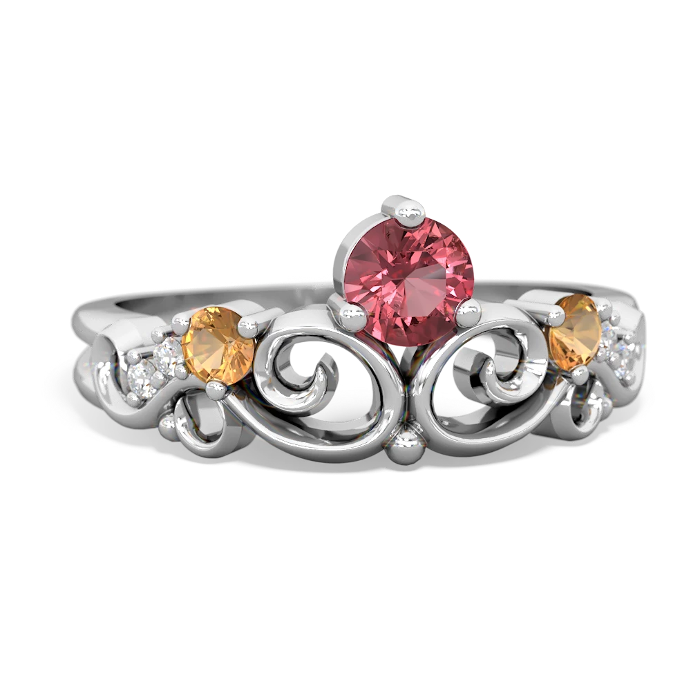 Pink Tourmaline Crown Keepsake 14K White Gold ring R5740