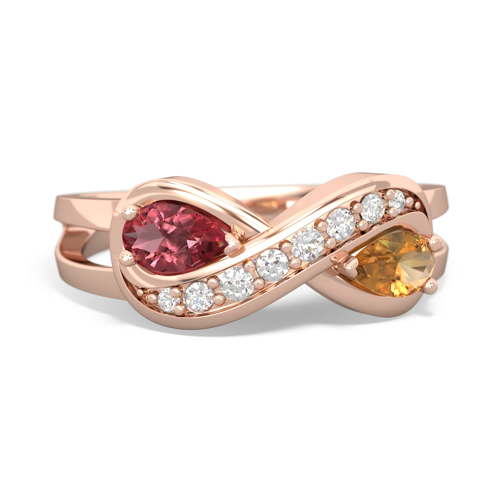 Pink Tourmaline Diamond Infinity 14K Rose Gold ring R5390