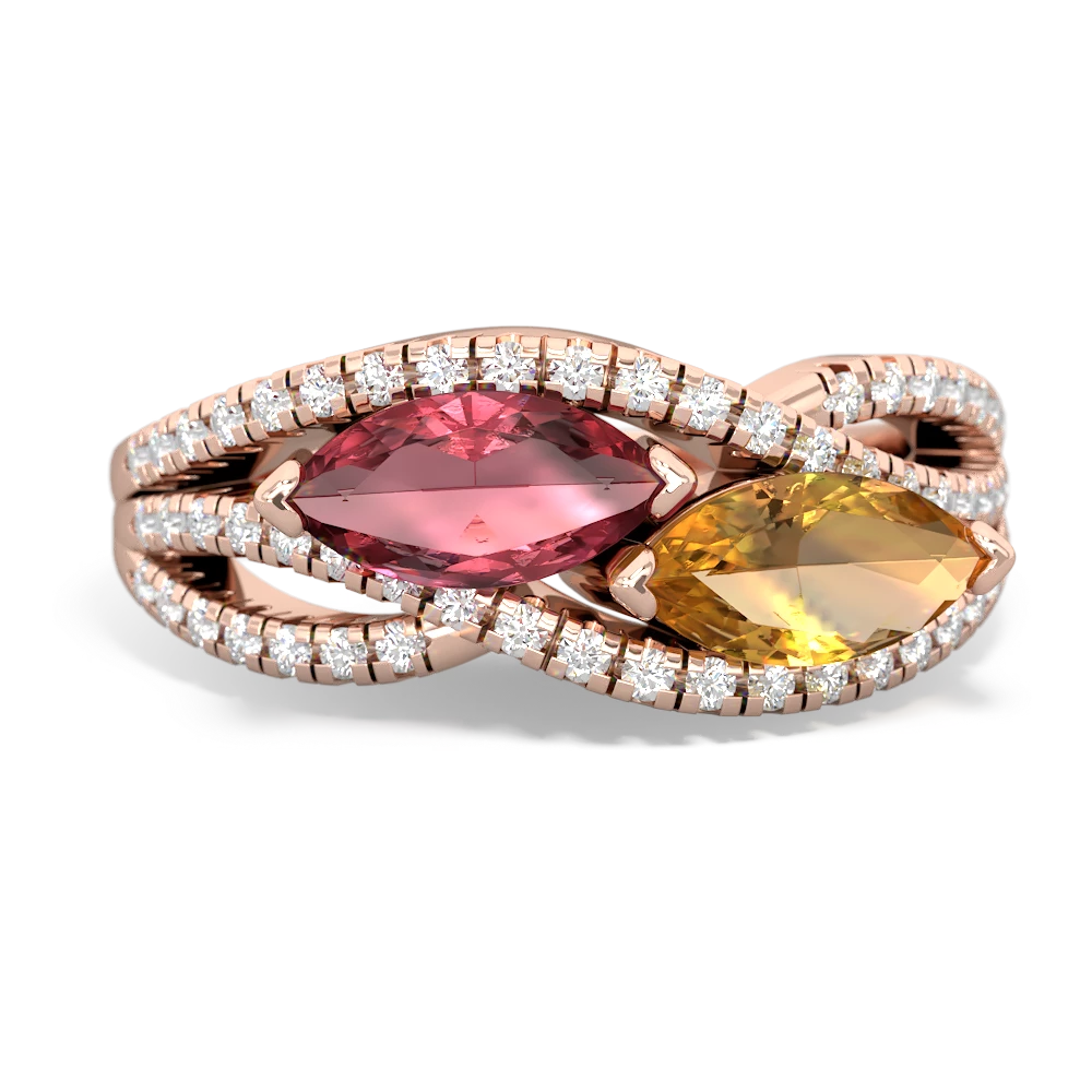 Pink Tourmaline Diamond Rivers 14K Rose Gold ring R3070