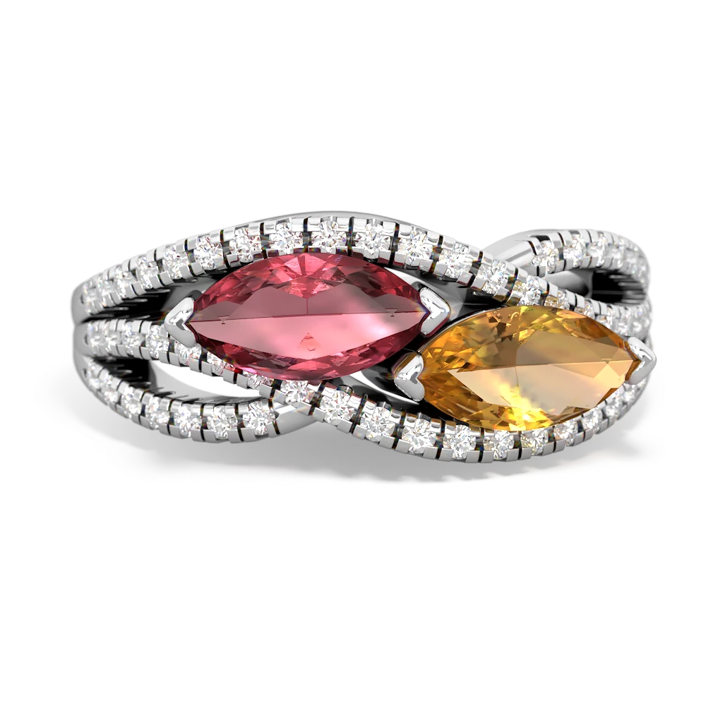 Pink Tourmaline Diamond Rivers 14K White Gold ring R3070