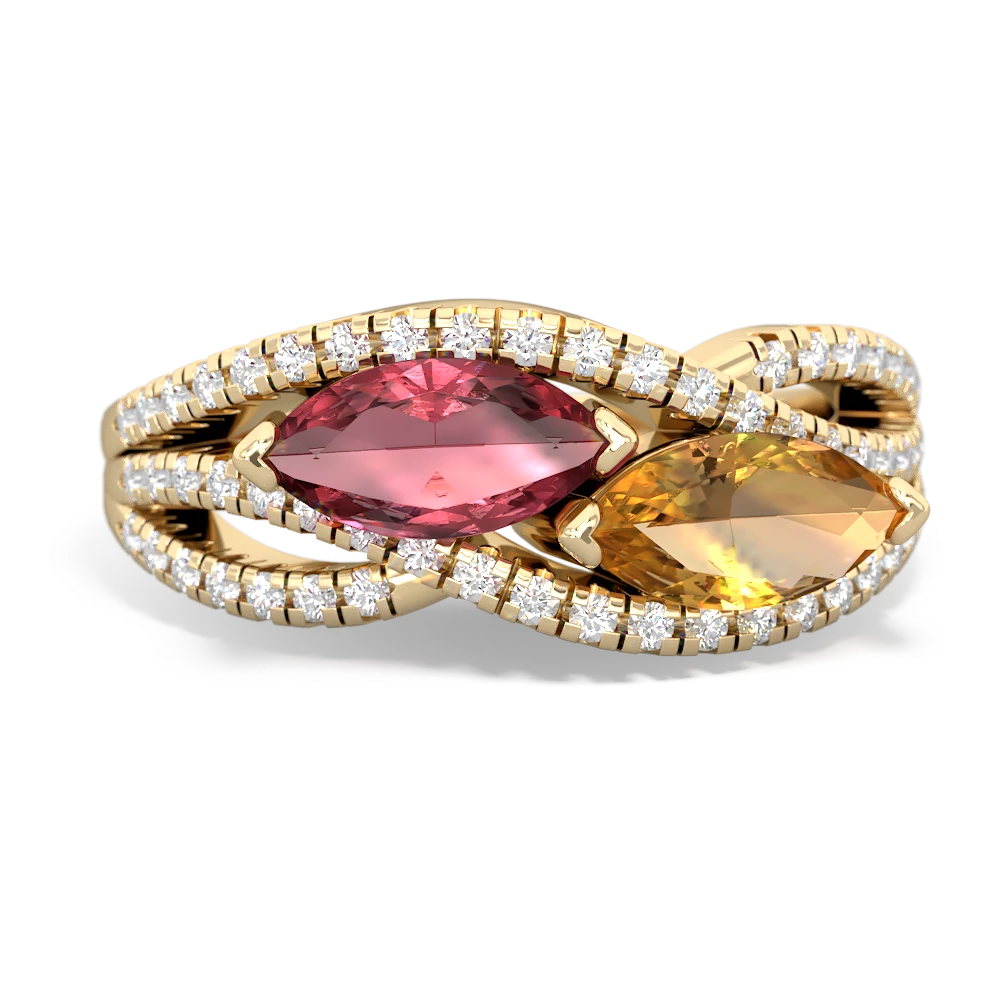 Pink Tourmaline Diamond Rivers 14K Yellow Gold ring R3070