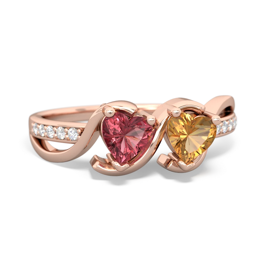 Pink Tourmaline Side By Side 14K Rose Gold ring R3090