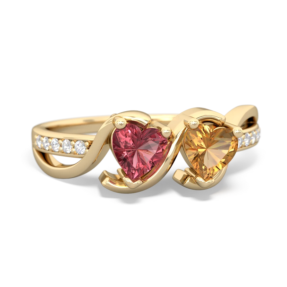 Pink Tourmaline Side By Side 14K Yellow Gold ring R3090