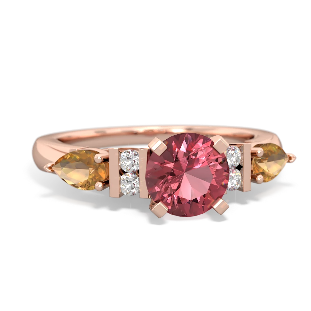 Pink Tourmaline 6Mm Round Eternal Embrace Engagement 14K Rose Gold ring R2005