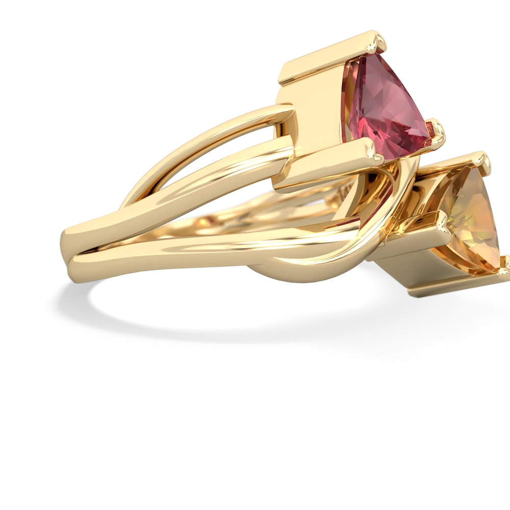 Pink Tourmaline Split Band Swirl 14K Yellow Gold ring R2341