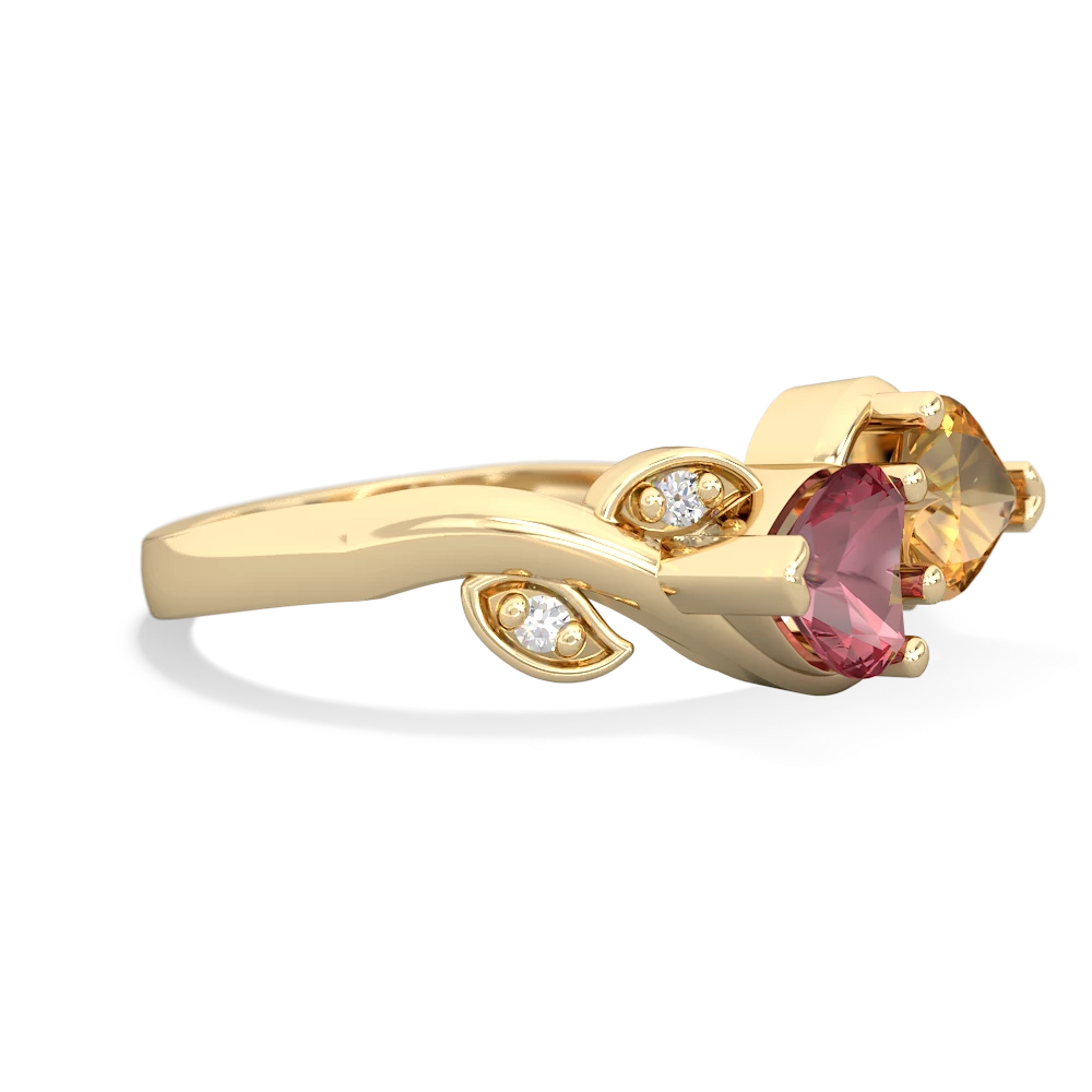 Pink Tourmaline Floral Elegance 14K Yellow Gold ring R5790