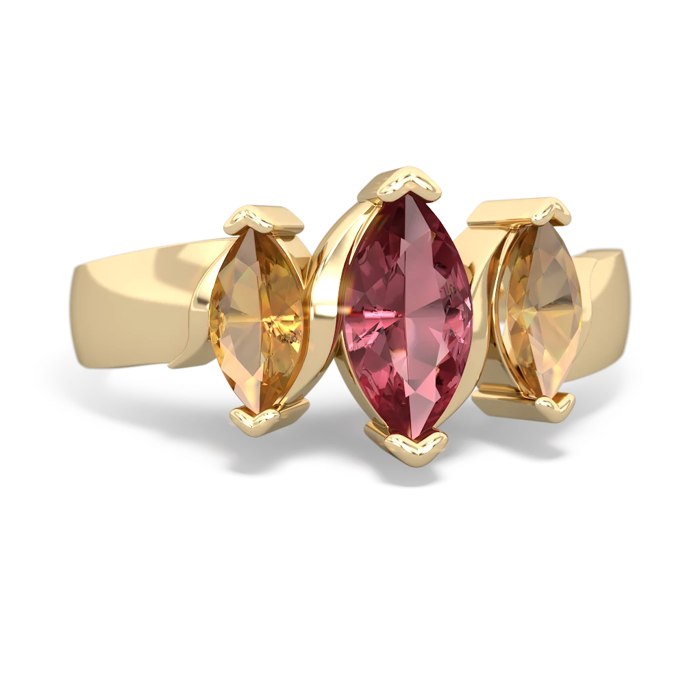 Pink Tourmaline Three Peeks 14K Yellow Gold ring R2433