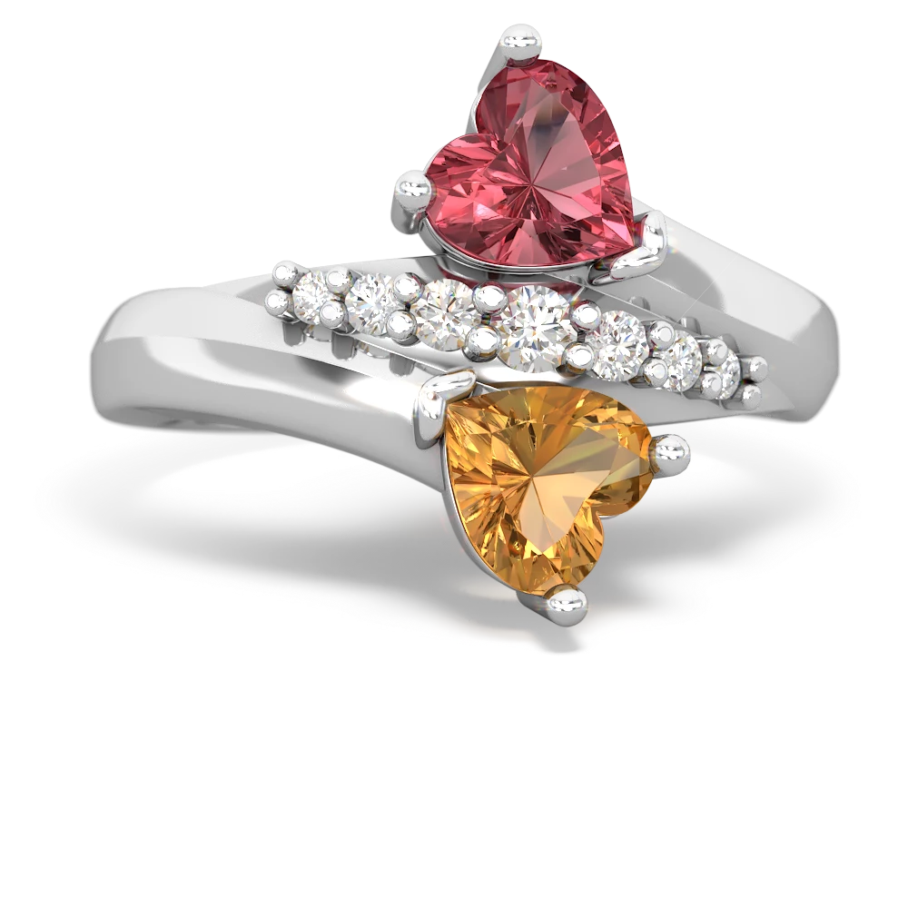 Pink Tourmaline Heart To Heart 14K White Gold ring R2064