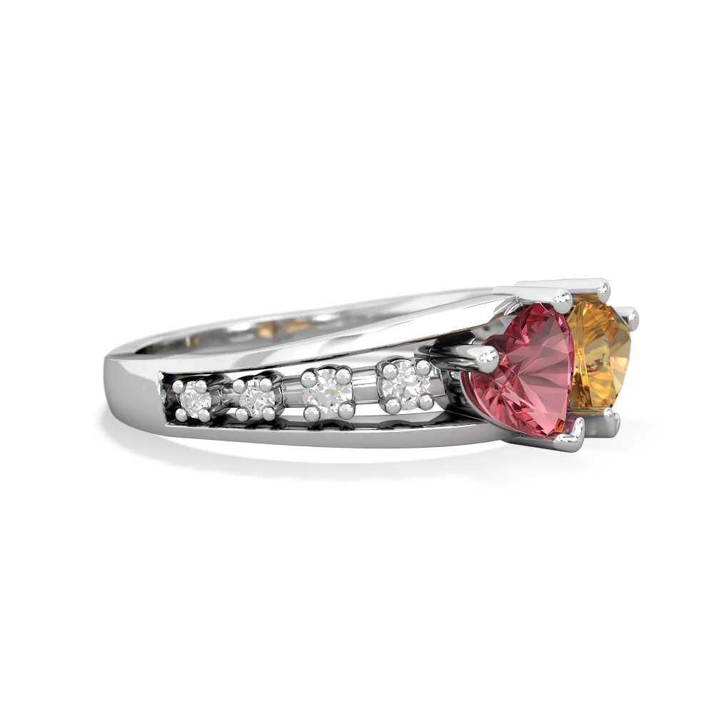 Pink Tourmaline Heart To Heart 14K White Gold ring R3342