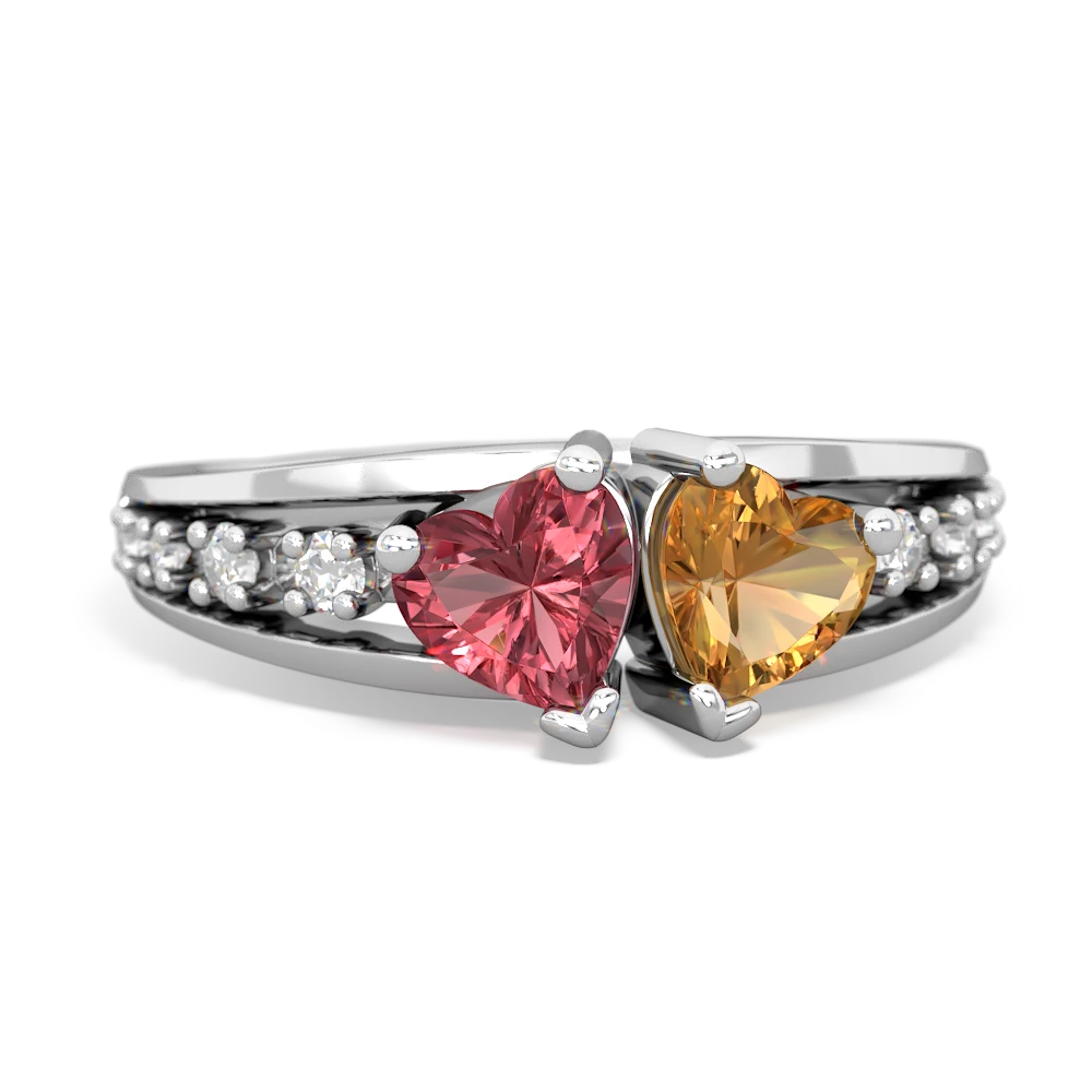 Pink Tourmaline Heart To Heart 14K White Gold ring R3342