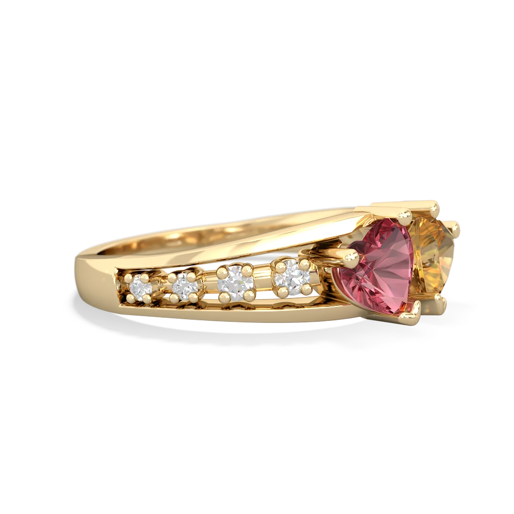 Pink Tourmaline Heart To Heart 14K Yellow Gold ring R3342