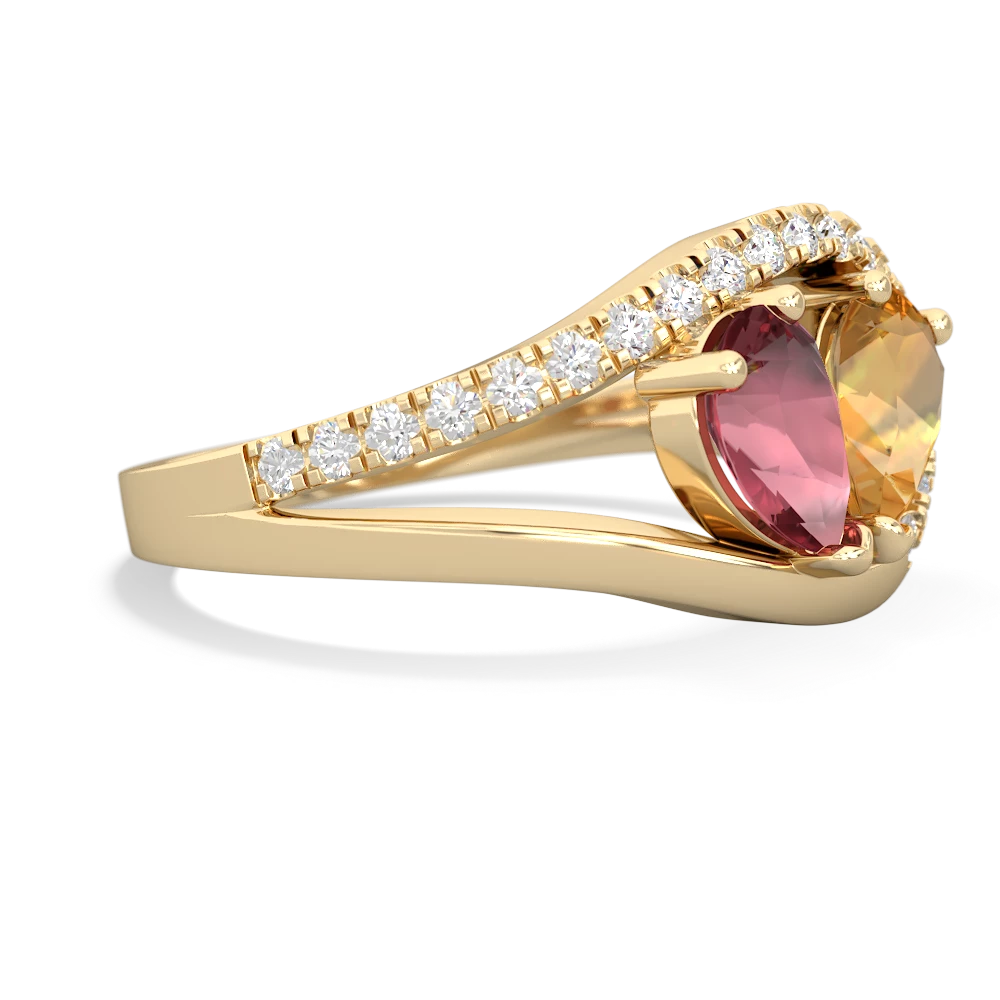 Pink Tourmaline Nestled Heart Keepsake 14K Yellow Gold ring R5650