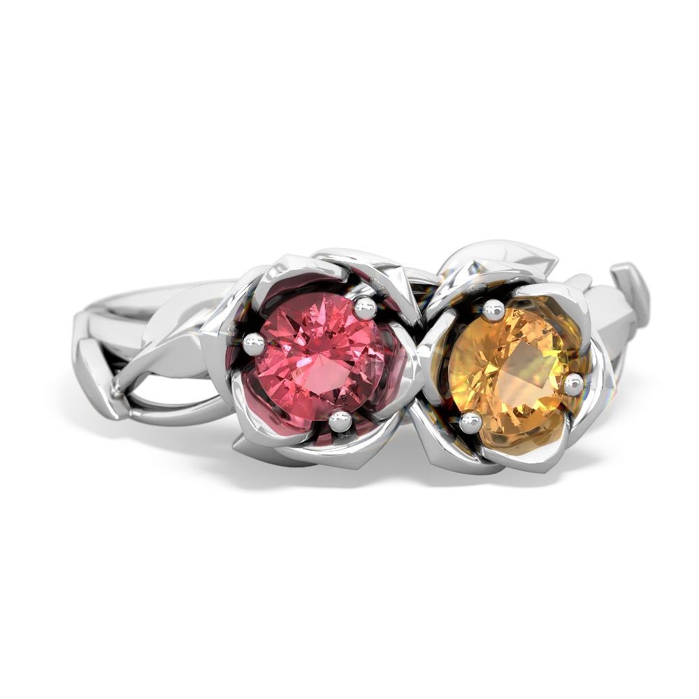 Pink Tourmaline Rose Garden 14K White Gold ring R5510