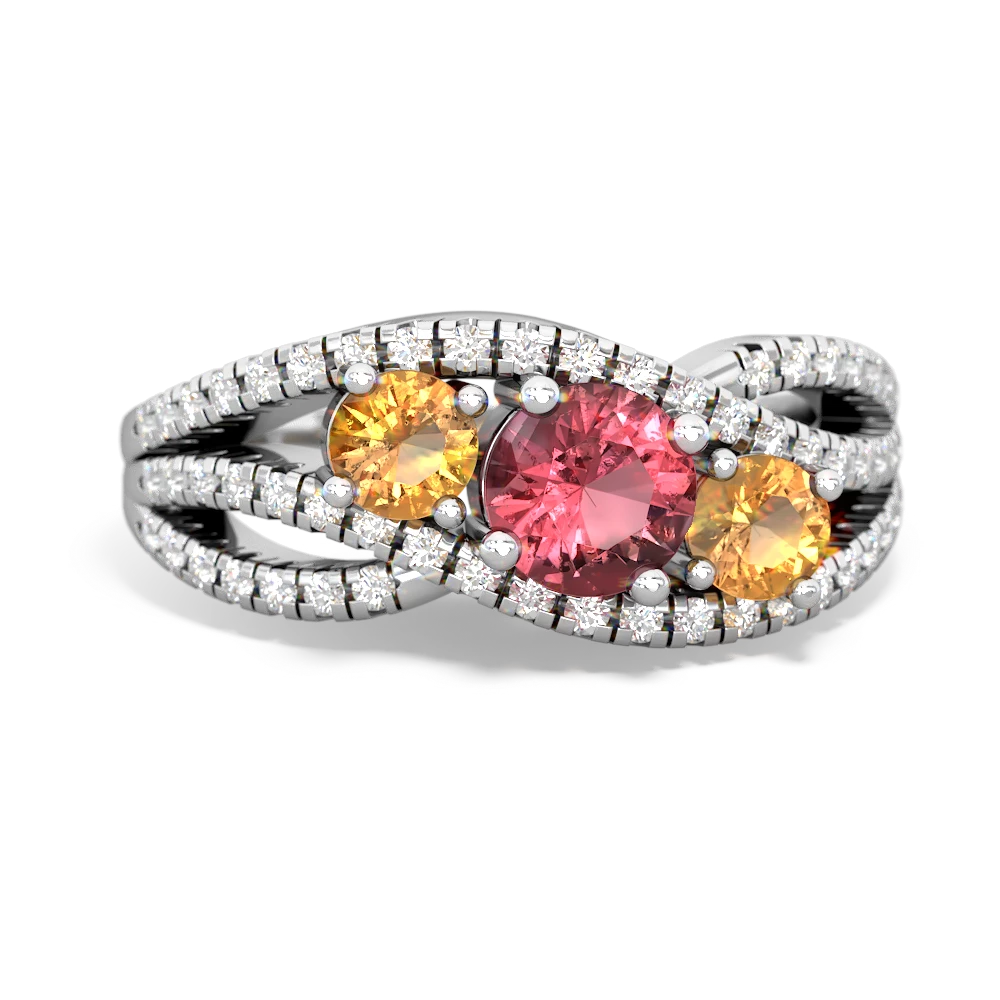 Pink Tourmaline Three Stone Aurora 14K White Gold ring R3080