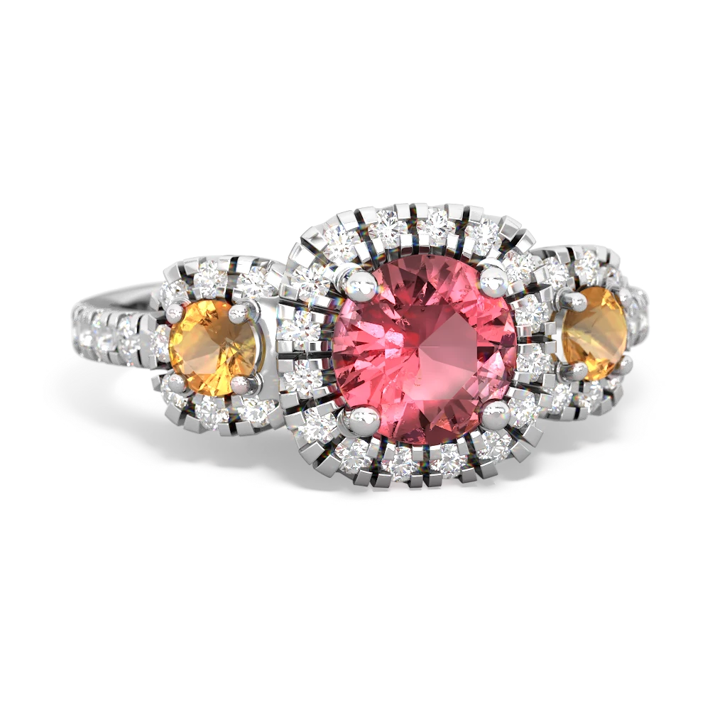 Pink Tourmaline Regal Halo 14K White Gold ring R5350