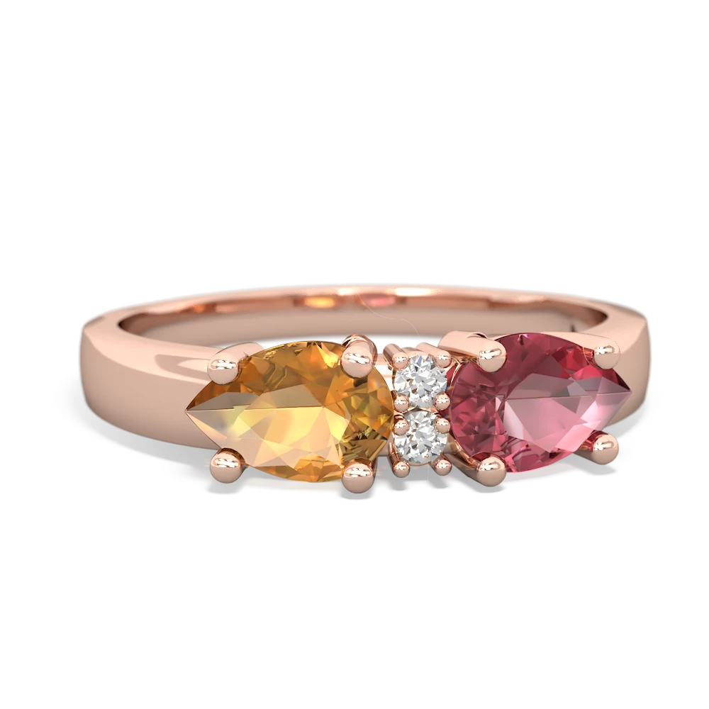 Pink Tourmaline Pear Bowtie 14K Rose Gold ring R0865