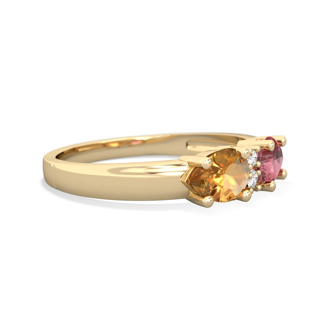 Pink Tourmaline Pear Bowtie 14K Yellow Gold ring R0865