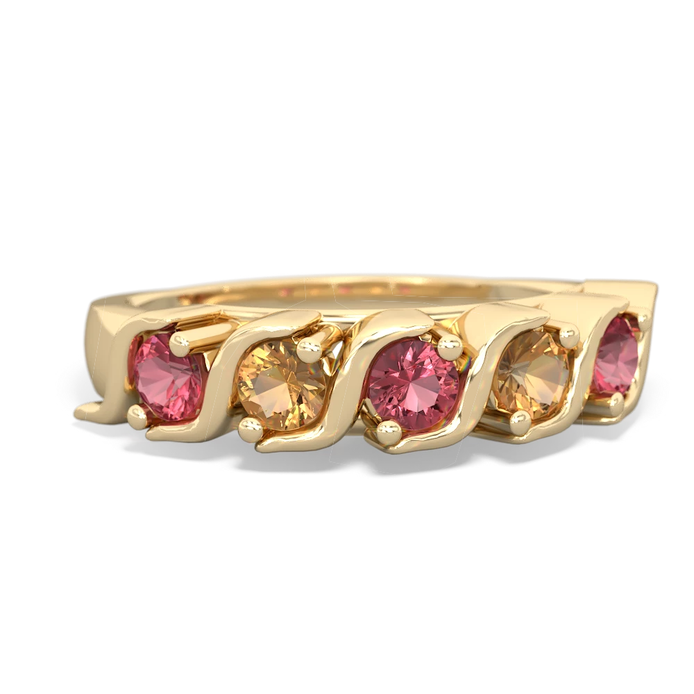 Pink Tourmaline Anniversary Band 14K Yellow Gold ring R2089