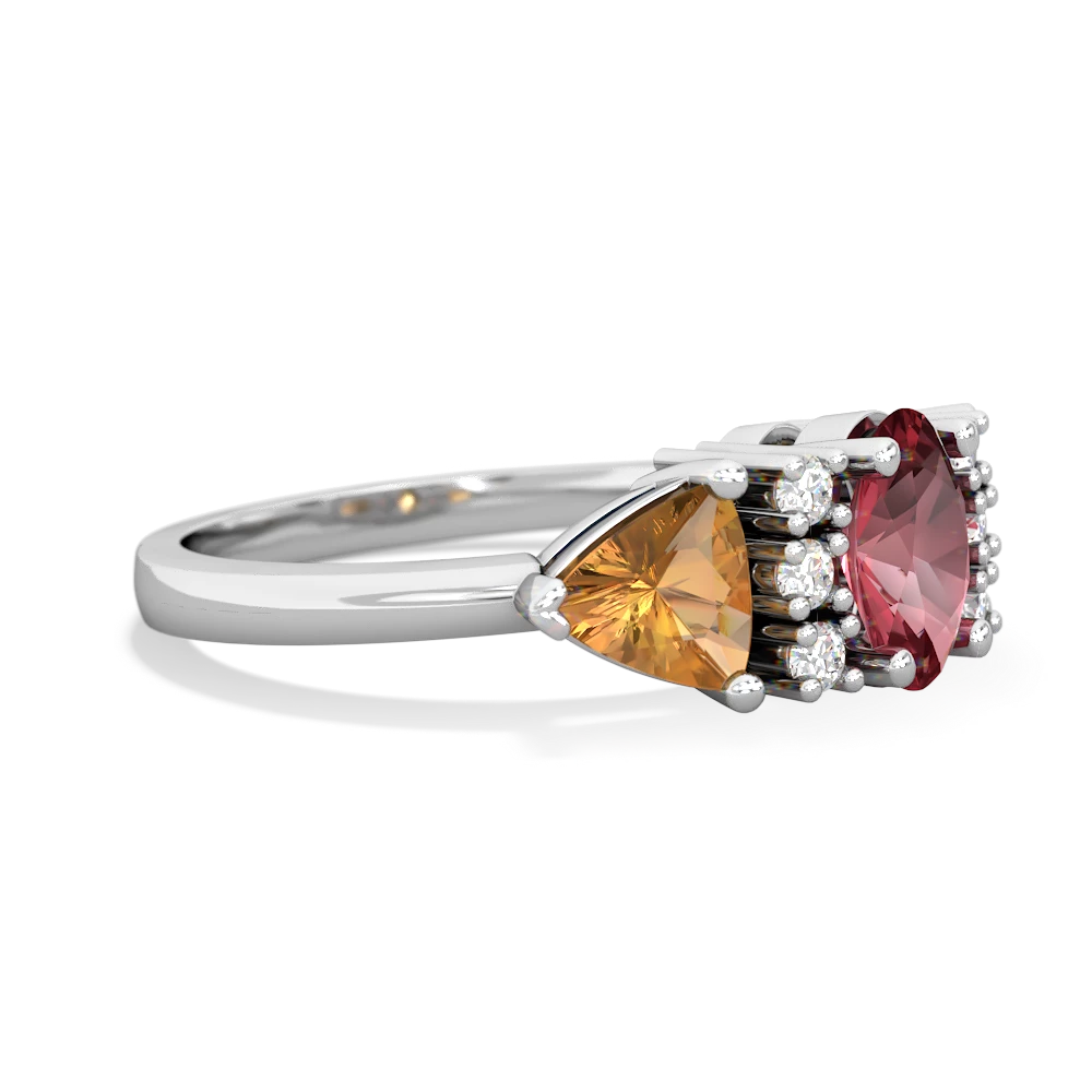 Pink Tourmaline Antique Style Three Stone 14K White Gold ring R2186