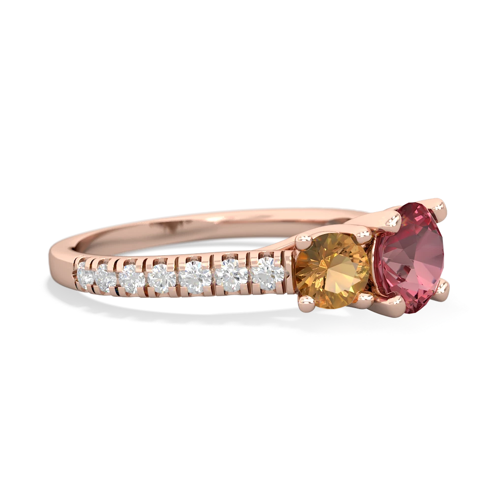 Pink Tourmaline Pave Trellis 14K Rose Gold ring R5500