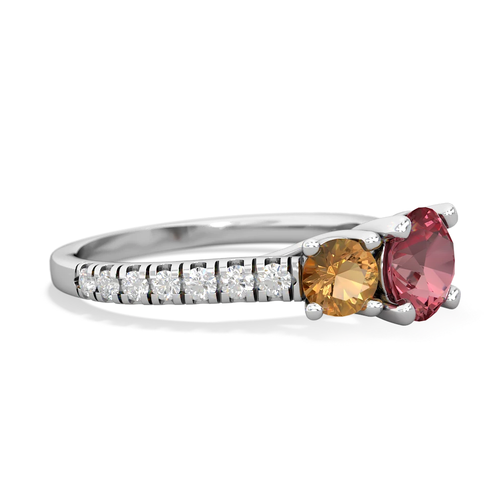 Pink Tourmaline Pave Trellis 14K White Gold ring R5500