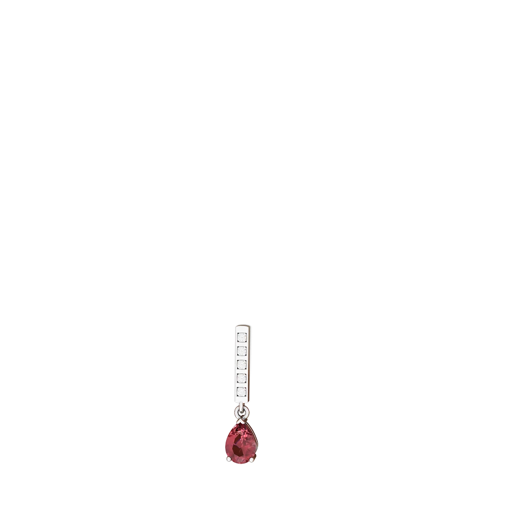 Pink Tourmaline Art Deco Diamond Drop 14K White Gold earrings E5324