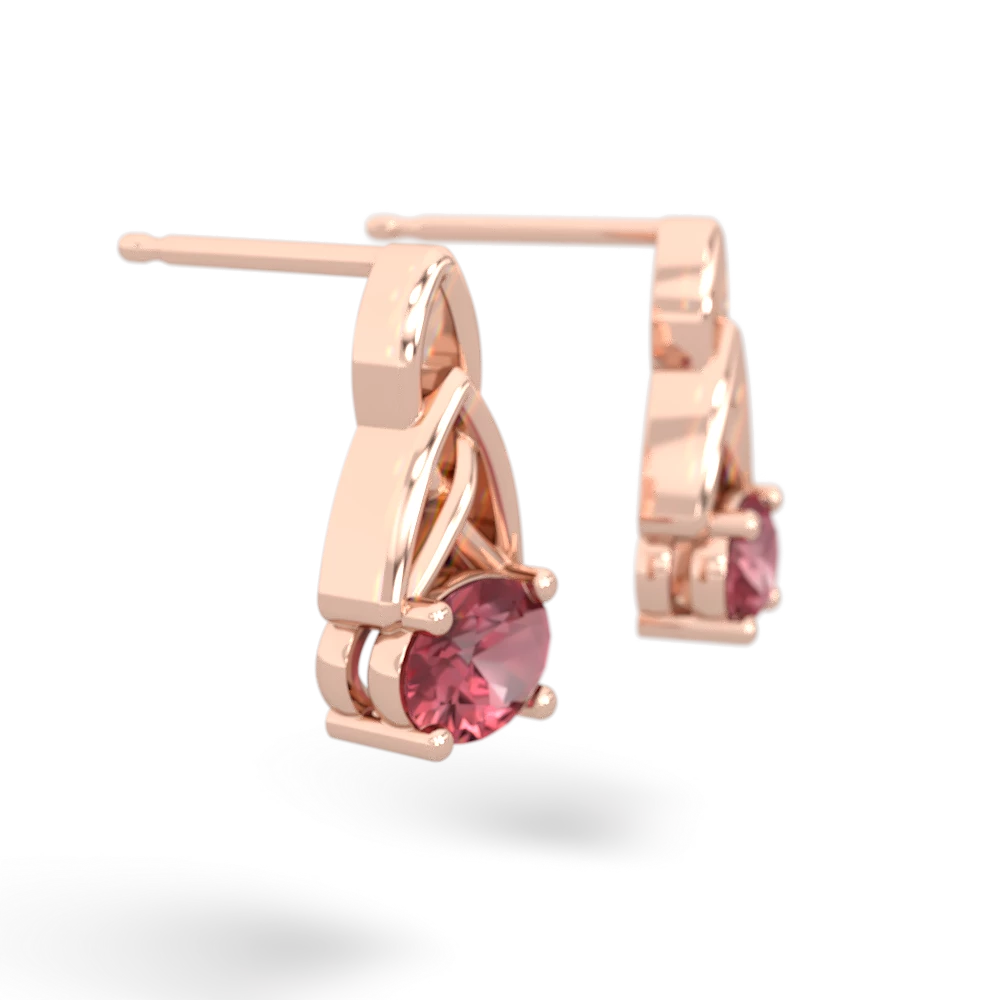 Pink Tourmaline Celtic Trinity Knot 14K Rose Gold earrings E2389