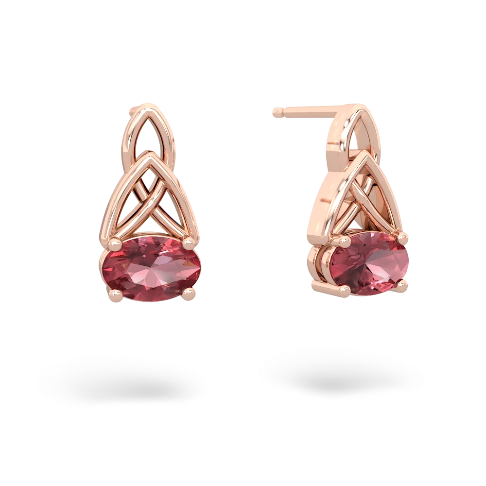 Pink Tourmaline Celtic Trinity Knot 14K Rose Gold earrings E2389