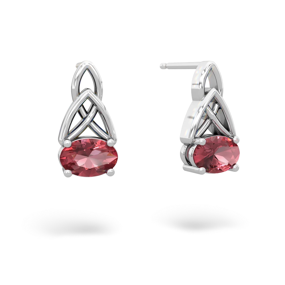Pink Tourmaline Celtic Trinity Knot 14K White Gold earrings E2389