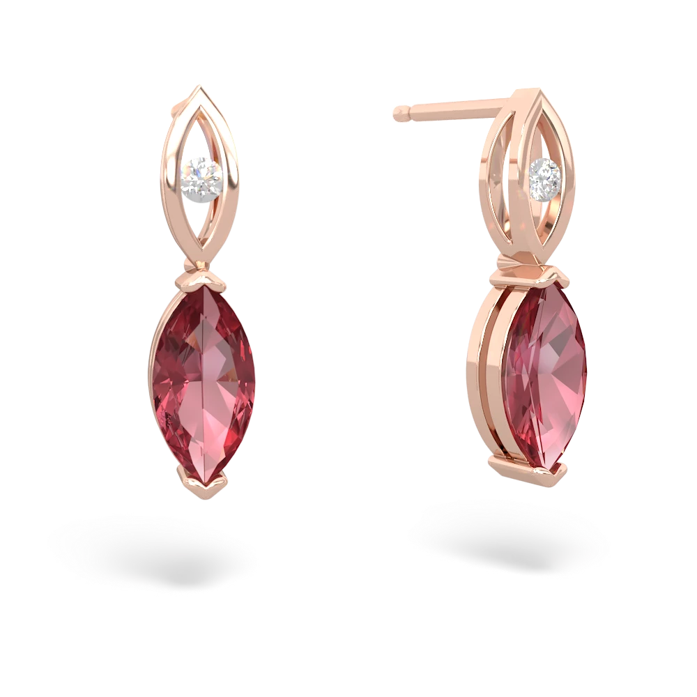 Pink Tourmaline Marquise Drop 14K Rose Gold earrings E5333