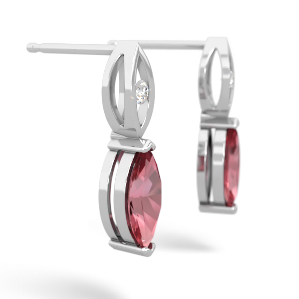 Pink Tourmaline Marquise Drop 14K White Gold earrings E5333