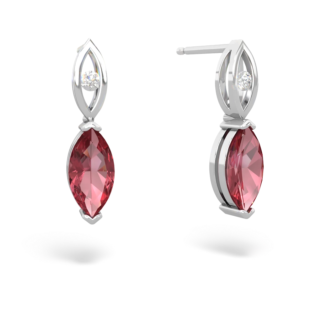 Pink Tourmaline Marquise Drop 14K White Gold earrings E5333