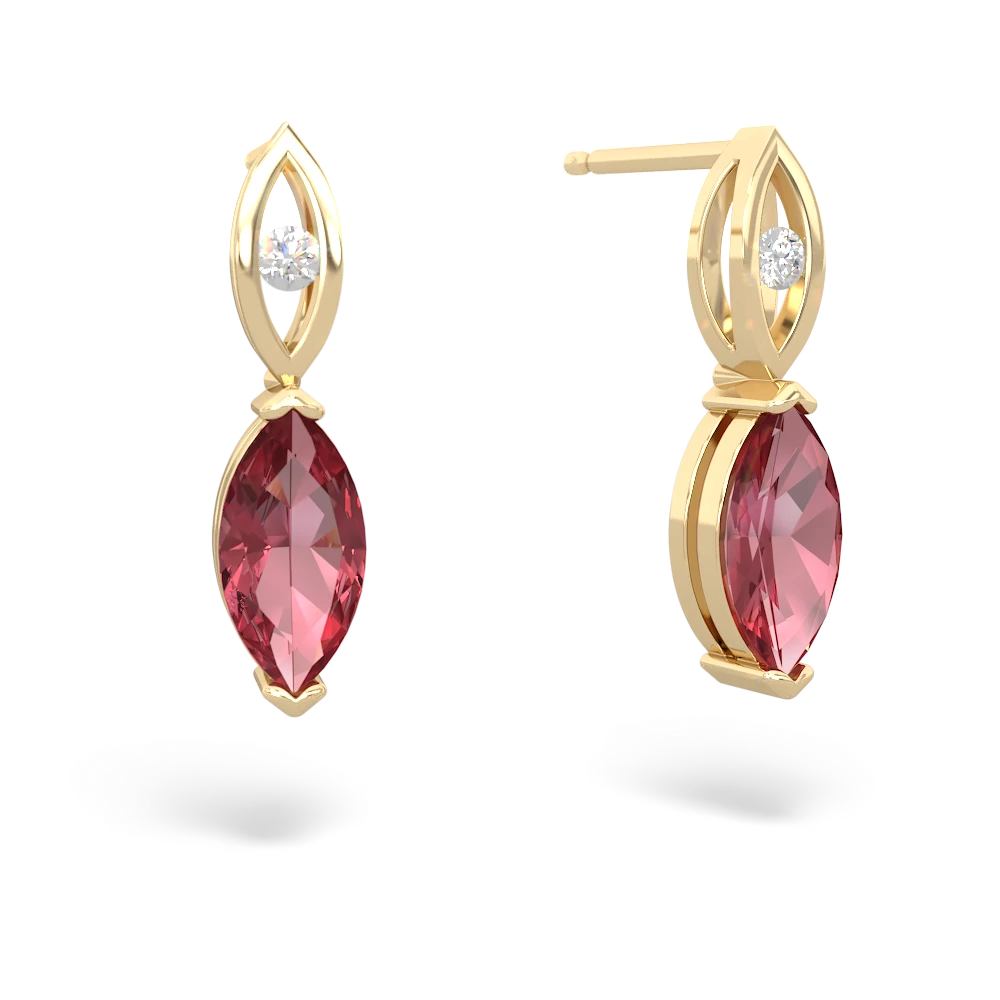 Pink Tourmaline Marquise Drop 14K Yellow Gold earrings E5333