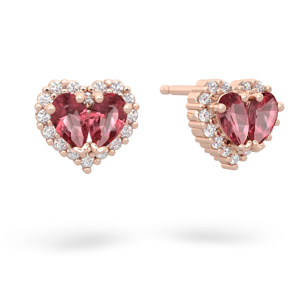 Pink Tourmaline Halo 14K Rose Gold earrings E7008