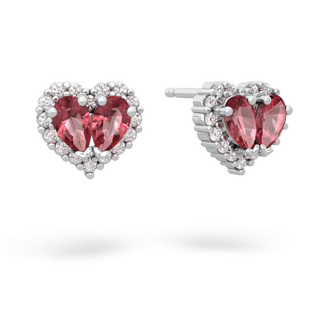 Pink Tourmaline Halo 14K White Gold earrings E7008